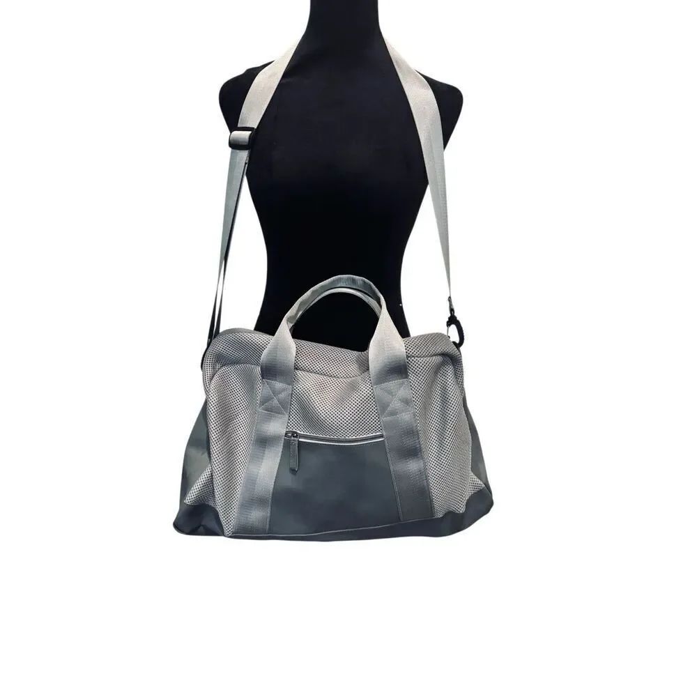 DSW Gray Mesh Duffel Bag Gym Travel Weekender Crossbody Lightweight